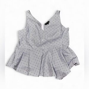 Lane Bryant Blue and White Peplum Blouse Sleeveless Spring Top Size 20 Polkadots